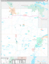 Wood County, WI Wall Map Premium Style 2024