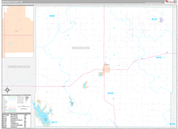 Woodson County, KS Wall Map Premium Style 2024