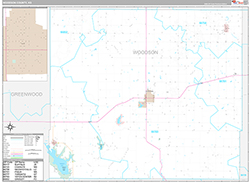 Woodson County, KS Wall Map Premium Style 2026
