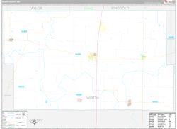 Worth County, MO Wall Map Premium Style 2024