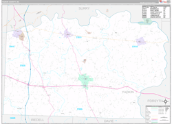 Yadkin County, NC Wall Map Premium Style 2024