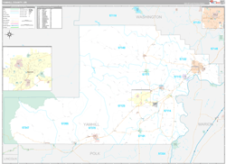 Yamhill County, OR Wall Map Premium Style 2024