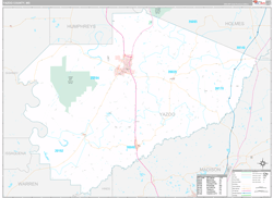 Yazoo County, MS Wall Map Premium Style 2024