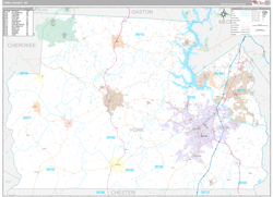 York County, SC Wall Map Premium Style 2024