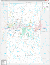 Burlington Metro Area Wall Map Premium Style 2026