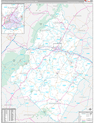 Charlottesville Metro Area Wall Map Premium Style 2026