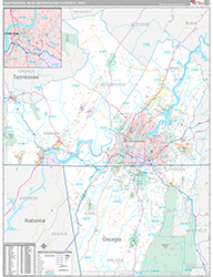 Chattanooga Metro Area Wall Map Premium Style 2026