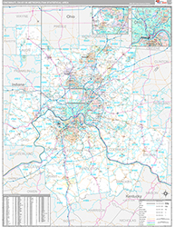 Cincinnati Metro Area Wall Map Premium Style 2026