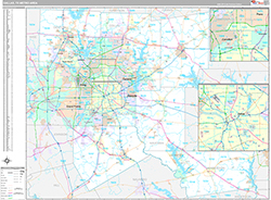 Dallas Metro Area Wall Map Premium Style 2026