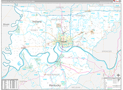 Evansville Metro Area Wall Map Premium Style 2026