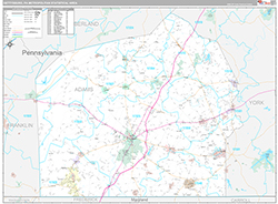 Gettysburg Metro Area Wall Map Premium Style 2026