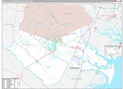 Hinesville Metro Area Wall Map Premium Style 2026