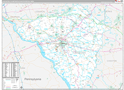 Lancaster Metro Area Wall Map Premium Style 2026