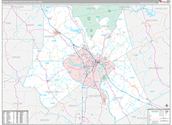Macon Metro Area Wall Map Premium Style 2026