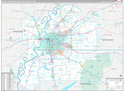 Memphis Metro Area Wall Map Premium Style 2026