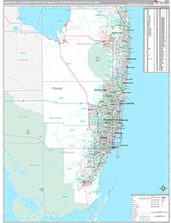 Miami Metro Area Wall Map Premium Style 2026