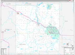 Midland Metro Area Wall Map Premium Style 2026