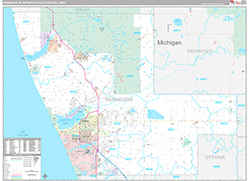 Muskegon Metro Area Wall Map Premium Style 2026