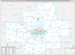 Omaha Zip Code Map With Streets Omaha-Council Bluffs Metro Area, Ne 5 Digit Zip Code Maps - Premium