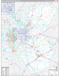 Raleigh Metro Area Wall Map Premium Style 2026