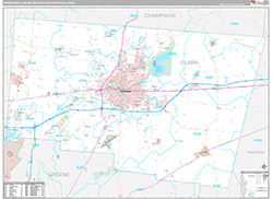 Springfield Metro Area Wall Map Premium Style 2026