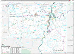 Wheeling Metro Area Wall Map Premium Style 2026
