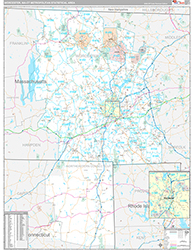Worcester Metro Area Wall Map Premium Style 2026