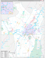 Chattanooga Metro Area Wall Map Premium Style 2024