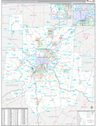 Cincinnati Metro Area Wall Map Premium Style 2024