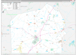 Gettysburg Metro Area Wall Map Premium Style 2024