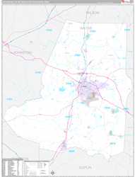 Goldsboro Metro Area Wall Map Premium Style 2024