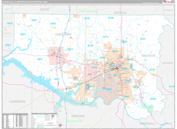 Huntsville Metro Area Wall Map Premium Style 2024