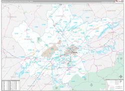 Knoxville Metro Area Wall Map Premium Style 2024