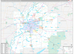 Memphis Metro Area Wall Map Premium Style 2024