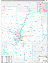 Peoria Metro Area Wall Map Premium Style 2024