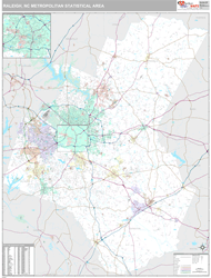 Raleigh Metro Area Wall Map Premium Style 2024