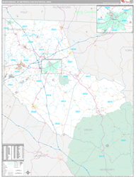Spartanburg Metro Area Wall Map Premium Style 2024