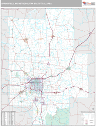 Springfield Metro Area Wall Map Premium Style 2024