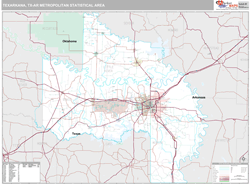 Texarkana Metro Area Wall Map Premium Style 2024