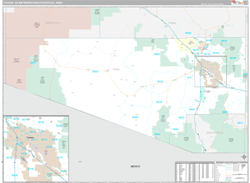Tucson Metro Area Wall Map Premium Style 2024