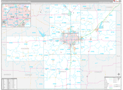Wichita Metro Area Wall Map Premium Style 2024
