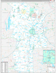 Worcester Metro Area Wall Map Premium Style 2024