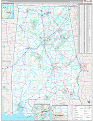 Alabama Wall Map Premium Style 2026