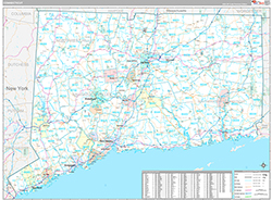 Connecticut Wall Map Premium Style 2026