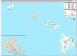 Hawaii Wall Map Premium Style 2026