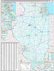 Illinois Wall Map Premium Style 2026