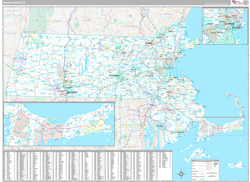 Massachusetts Wall Map Premium Style 2024