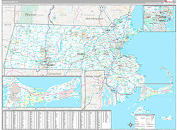 Massachusetts Wall Map Premium Style 2026