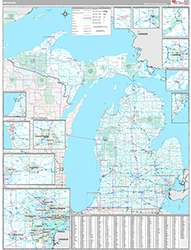 Michigan Wall Map Premium Style 2026