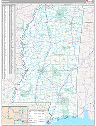 Mississippi Wall Map Premium Style 2026